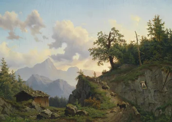 Schafhirte mit seiner Herde am Heimweg